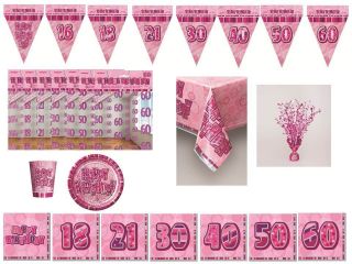 PINK GLITZ GIRLS BIRTHDAY PARTY TABLEWARE plates tablecover cups 