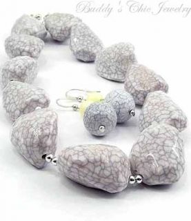 Chunky Rocky Faux Natural Stone Necklace Set (FREE RING