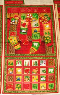 Countdown to Santa Stocking Advent Calendar Christmas Fabric Panel