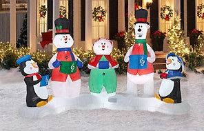 CHRISTMAS CAROLERS WITH SOUND PENGUIN SNOWMAN BEAR AIRBLOWN INFLATABLE 