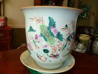 Antique Chinese Famille Rose Jardiniere Planter Bowl Pot, early 19th C