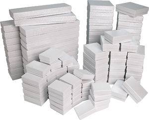   100 White Cotton Filled Jewelry Gift Boxes ~ assortment or any size