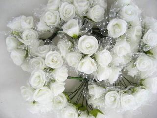 20 Ivory white Roses Artificial Flower Heads Wedding Card Craft 0.6 