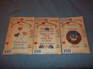   Counted Cross Stitch Kits~Heart Balloons, Love, Wreath~Hangers Too