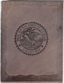 1910 Tobacco Cigarette Leather Seal of the State of Illinois Gray 