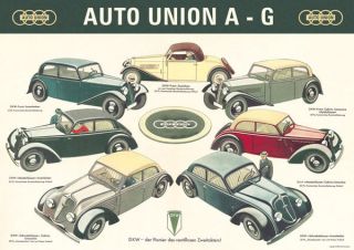 Audi Auto Union DKW Vintage Car Range A B C D E F G Picture Print 