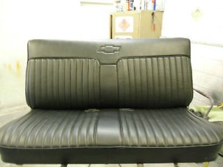 Reupholstered Chevy S10 bench Seat With Chevy Bowtie embroidered