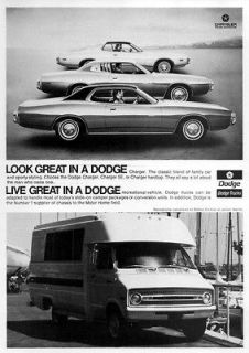 1973 Dodge Charger SE & Balboa Motorhome Original Ad