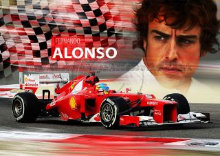 Fernando Alonso/Ferrari A4 Montage Print   Great Gift Item