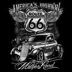 Classic Car Tshirt Americas Highway Route 66 Mother Road Trip Drive 