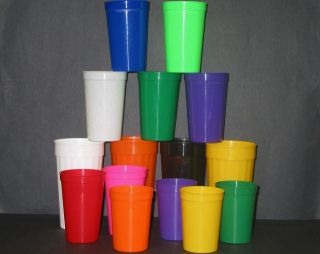 PLASTIC DRINKING GLASSES TUMBLERS CHOICE OF SIZES MIX OF OPAQUE COLORS 