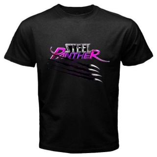 New Feel The Steel Panther Metal Rock Band Logo Mens Black T shirt 