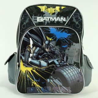 DC Comics Batman Motorcycle 16 Large Backpack   Boys Book Bag School 