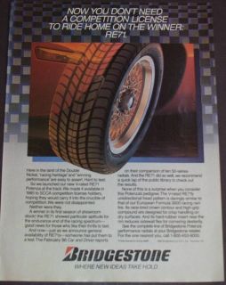 1986 BRIDGESTONE TIRESWHERE NEW IDEAS TAKE HOLD AD