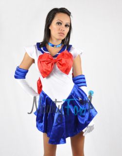 Sexy Blue Sailor Moon Serena Anime Cosplay Womens Costume, Gloves Set 