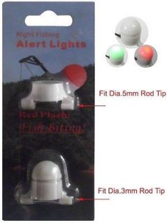   Fishing Rod Tip Clip on Fish Bite Alarm LED LIGHT 2 IN 1 ROD SIZES