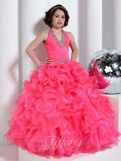 Tiffany Princess 13318 Bubble Gum Pink Girls Pageant Gown