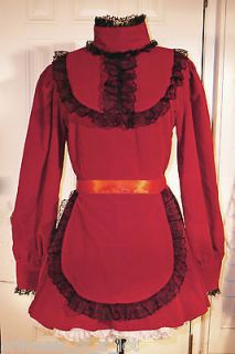 Versatile Corsets Red VELVET Victorian Sissy Maids Dress L NWOT 