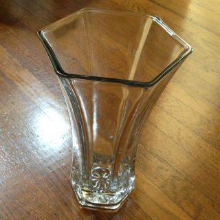 Vintage Hoosier Glass Hexagon Crystal Flared Flower Vase 4041
