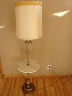 ANTIQUE VINTAGE Midcentury Modern MARBLE CRYSTAL Floor Lamp Table 
