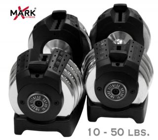   XM 3307 2 XMark Fitness 50 lb Pair Adjustable Dumbbells Hand Weights