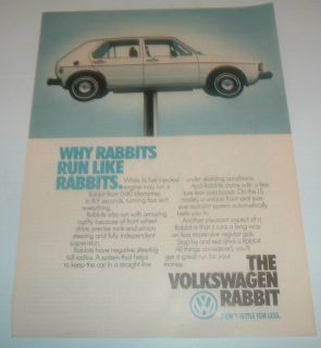 1982 VW Volkswagen Rabbit 0   80 km Fast Agile ad CMY STORE