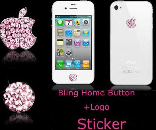 For iPhone 4 4S 3G GS Bling Diamond Crystal Home Button&Logo Sticker 