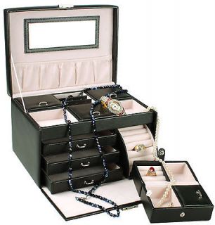   】bla​ck fashion PU leather jewelry box,jewelry case ,display box