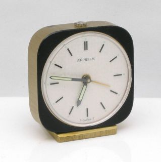 Swiss Appella Miniature 7 Jewel Brass & Enamel Alarm Clock