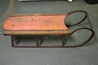 ANTIQUE SLED EARLY TO MID 20TH CENTURY ALL METAL RUNNERS AND WOOD BODY