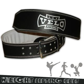 VELO Pro Leather Weight Lifting Fitness Belt Gym Back Support Exercise 