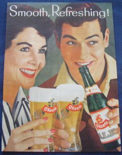 1957 OKEEFES ALE BEER BREWERY OKEEFE CANADA SMOOTH REFRESHING BOTTLE 