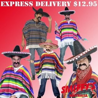   /BOYS MEXICAN WESTERN PONCHO WILD WEST SMIFFFYS FANCY DRESS COSTUMES