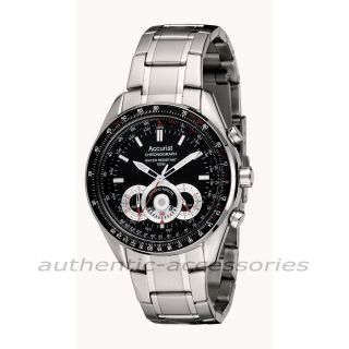 ACCURIST Gents Chronograph Watch St Steel MB898B Black Dial 100M BOXED 