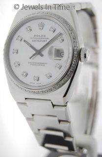 Rolex Mens OysterQuartz 17000 MOP Diamonds Stainless Steel Quartz