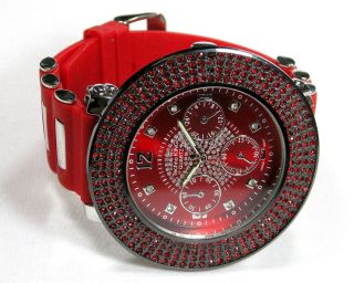 MENS LIMITED TECHNO KING BIG FACE WATCH ICE OUT ALL RED WRIST BASE 