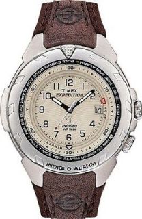   Mens Expedition Leather Alarm Watch, 50 Meter WR, Indiglo, T47902