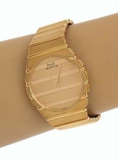 VINTAGE MENS PIAGET POLO 18K SOLID GOLD WRIST WATCH