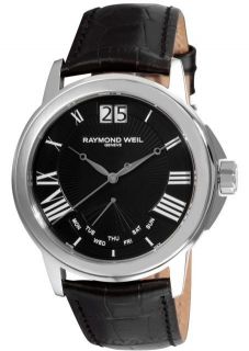 Raymond Weil Mens 9576 STC 00200 Tradition Black Leather Day Date 