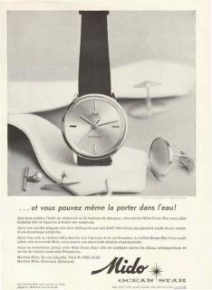 1960 Mido Ocean Star Powerwind Watch Vintage French Ad