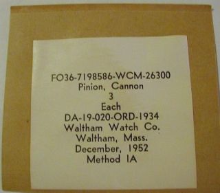 NOS CANON PINIONS FOR 6/0 WALTHAM MILITARY WATCHES