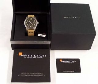 Hamilton Watch Authentic Swiss Khaki Officer Beige Leather H70655733 