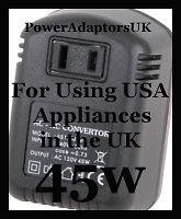 45W/45 WATT STEP DOWN TRANSFORMER UK 220V/230V/240V TO USA 100V/110V 
