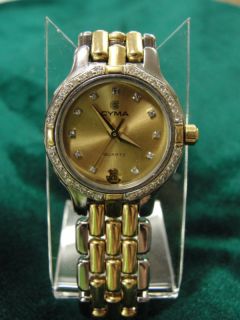 CYMA 18K Womens Gold Quartz Wristwatch with Diamonds