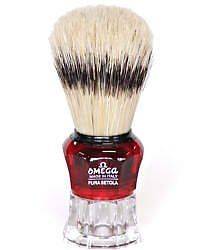 Omega Ruby Red Boar Hair Shaving Brush with Stand  Made in Italy