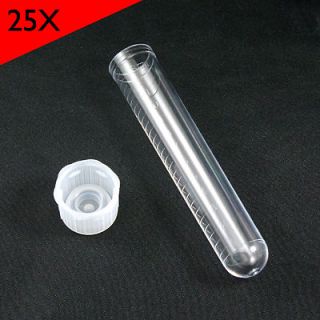 25X Plastic Test Tube with Caps Round Bottom Tube(14ml) Sterile