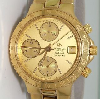 Raymond Weil Geneve Amadeus 200 Swiss Automatic Watch 18K Gold Plated 