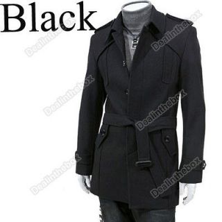   Woolen Front Button&Waist Belt Trench Coat Cloak Jacket Hot