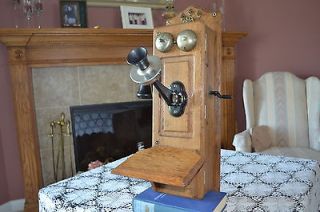 Antique 1903 Kellogg Wall Phone, Single Cell Compact, Wood Case 