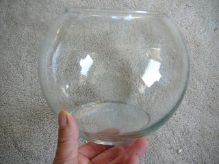 VINTAGE CLEAR GLASS ROUND FISH BOWL FISHBOWL   8 DIAMETER 6.5 TALL 